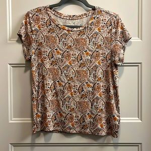 American Eagle soft and sexy baby cropped tee brown and orange printed, size M